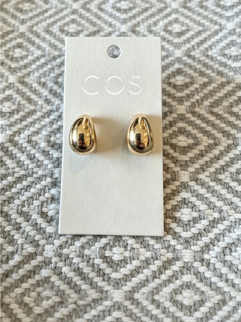 COS Polished Gold Drop Stud Earrings